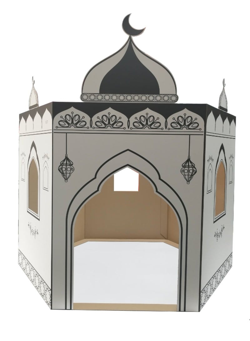 هلالفل بيت لعب على شكل مسجد من الكرتون قابل للتلوين من هلال فول | نشاط تركيبي للأطفال | لعب إبداعي | للعب الداخلي | هدية إسلامية للأطفال | لعبة تعليمية | سهل التركيب - Image 4